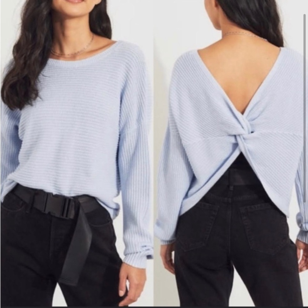Blue Hollister Twist Back Sweater